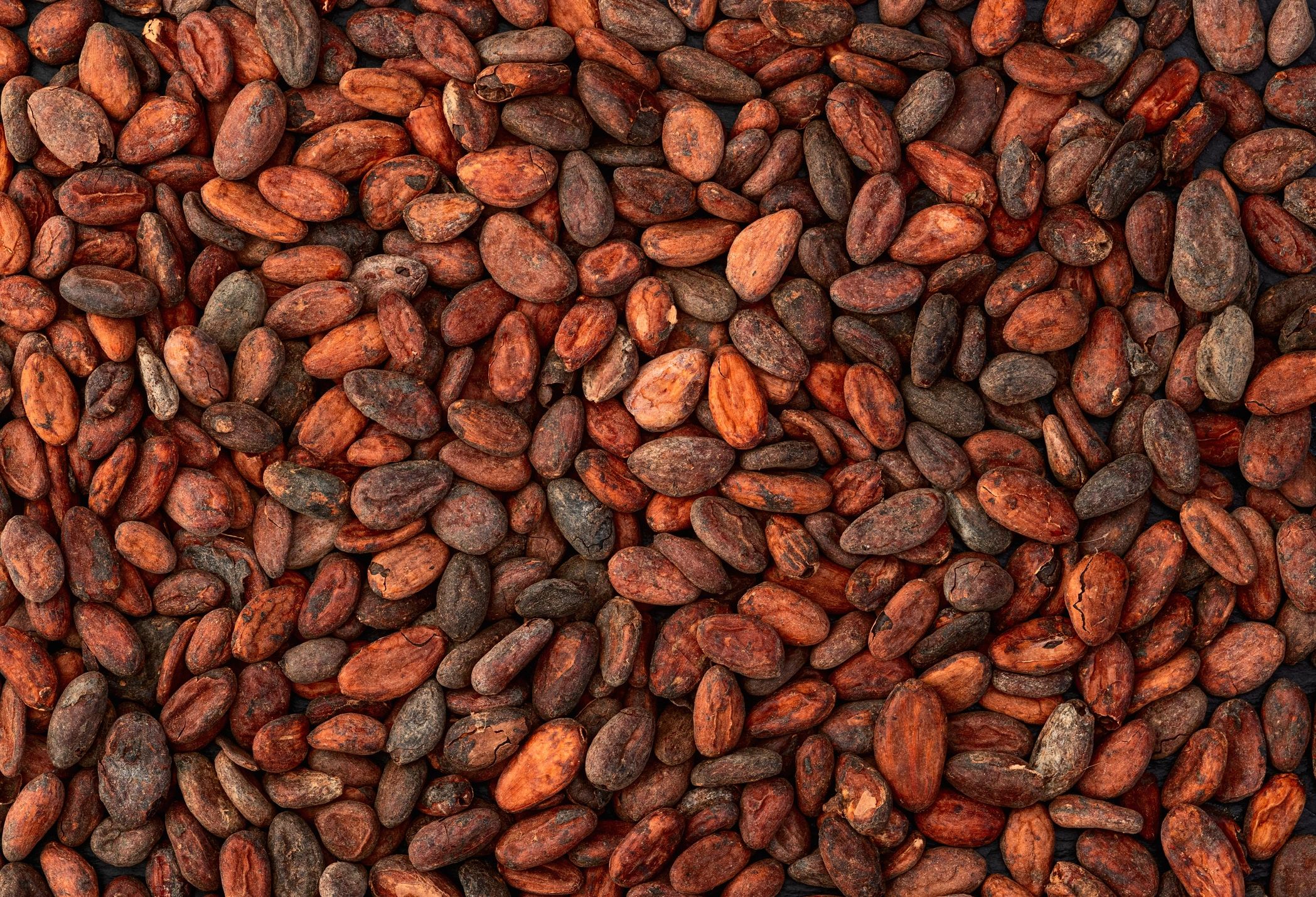 Roasted cocoa beans background